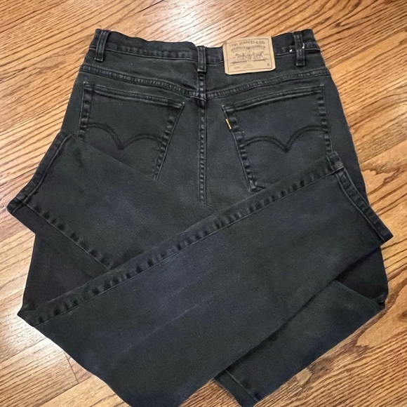 Levi’s 15921 size 14 black W/PL 423 jeans slim fit tapered legs red bat wing - Picture 10 of 12